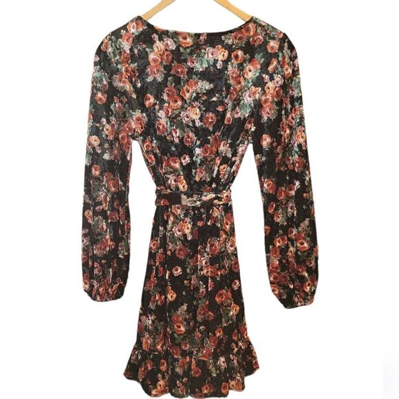 NWOT Free People Fall Crush Floral Wrap Dress Velvet Dress M - Picture 6 of 12
